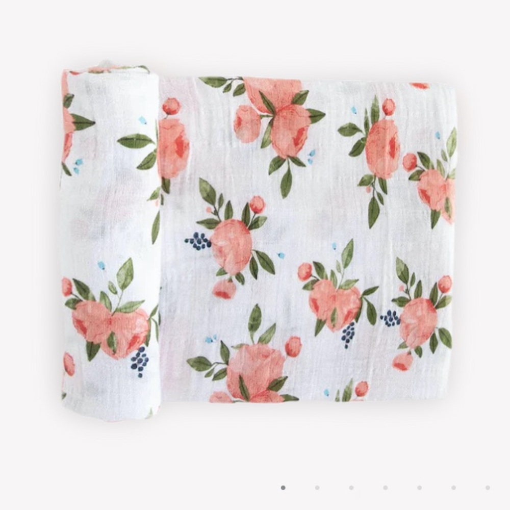 Little unicorn Cotton Muslin Swaddle Blanket - Watercolor Roses floral